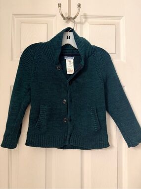Jacadi boys hunter green cable knit sweater Sz 4Y